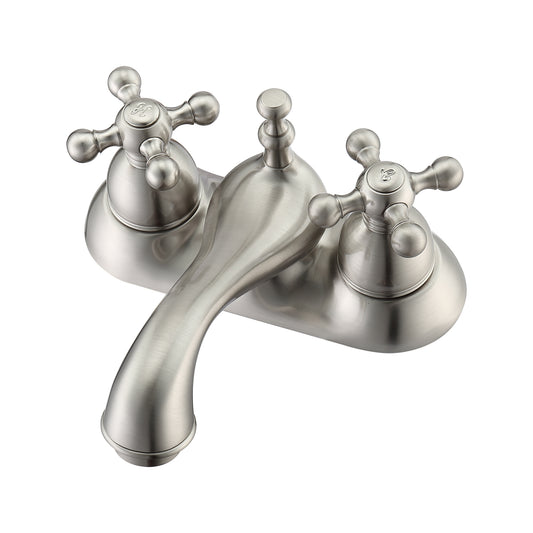 Donata Centerset Brushed Nickel Bathroom Faucet - Metal Cross Handles