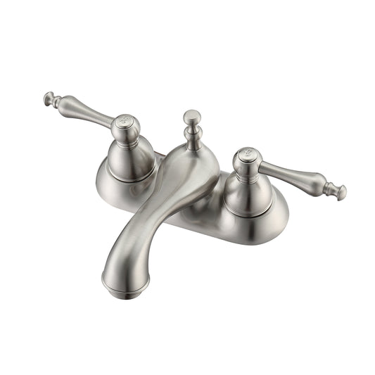Donata Centerset Brushed Nickel Bathroom Faucet - Metal Lever Handles