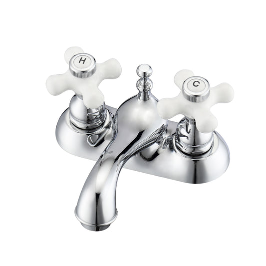 Donata Centerset Chrome Bathroom Faucet - Porcelain Cross Handles