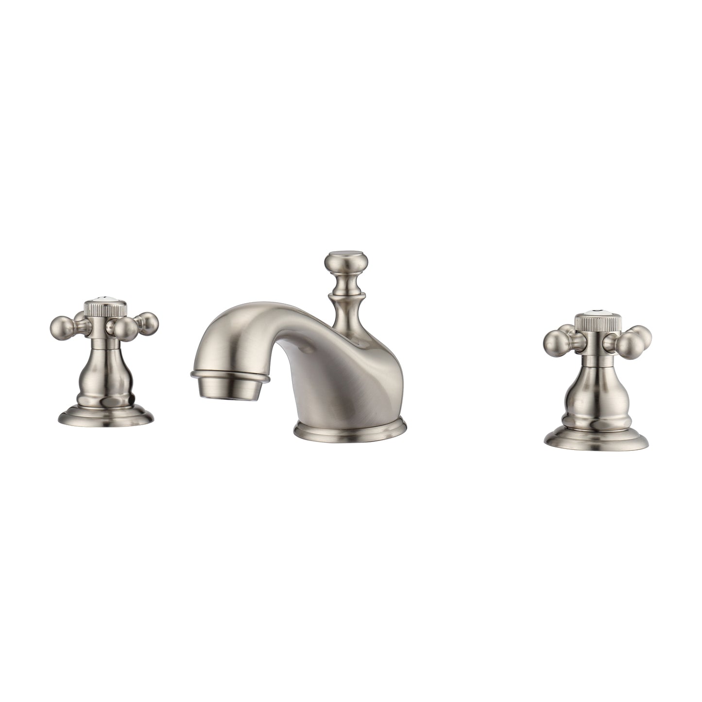 Marsala 8" Widespread Brushed Nickel Bathroom Faucet with Button Cross Handles