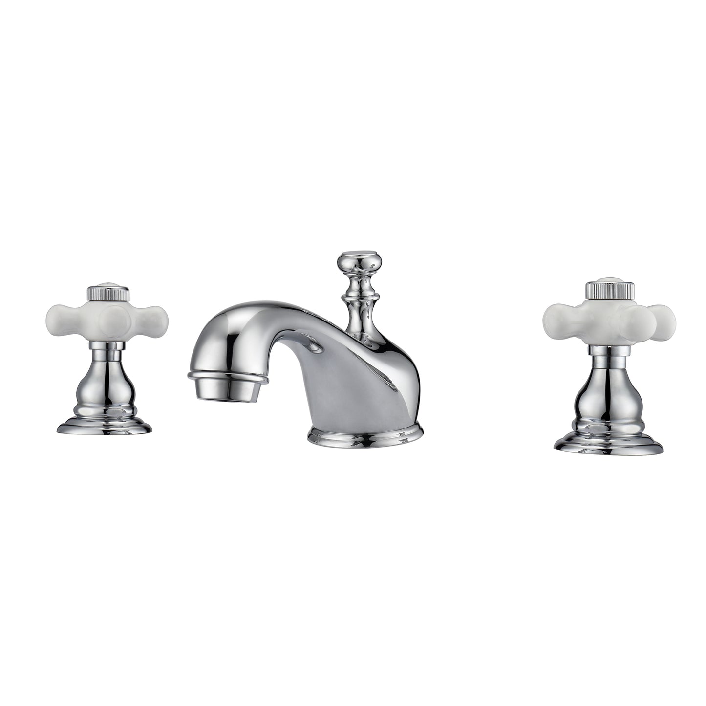 Marsala 8" Widespread Chrome Bathroom Faucet with Porcelain Cross Handles