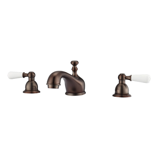 Marsala 8" Widespread Oil Rubbed Bronze Bathroom Faucet with Porcelain Lever Handles