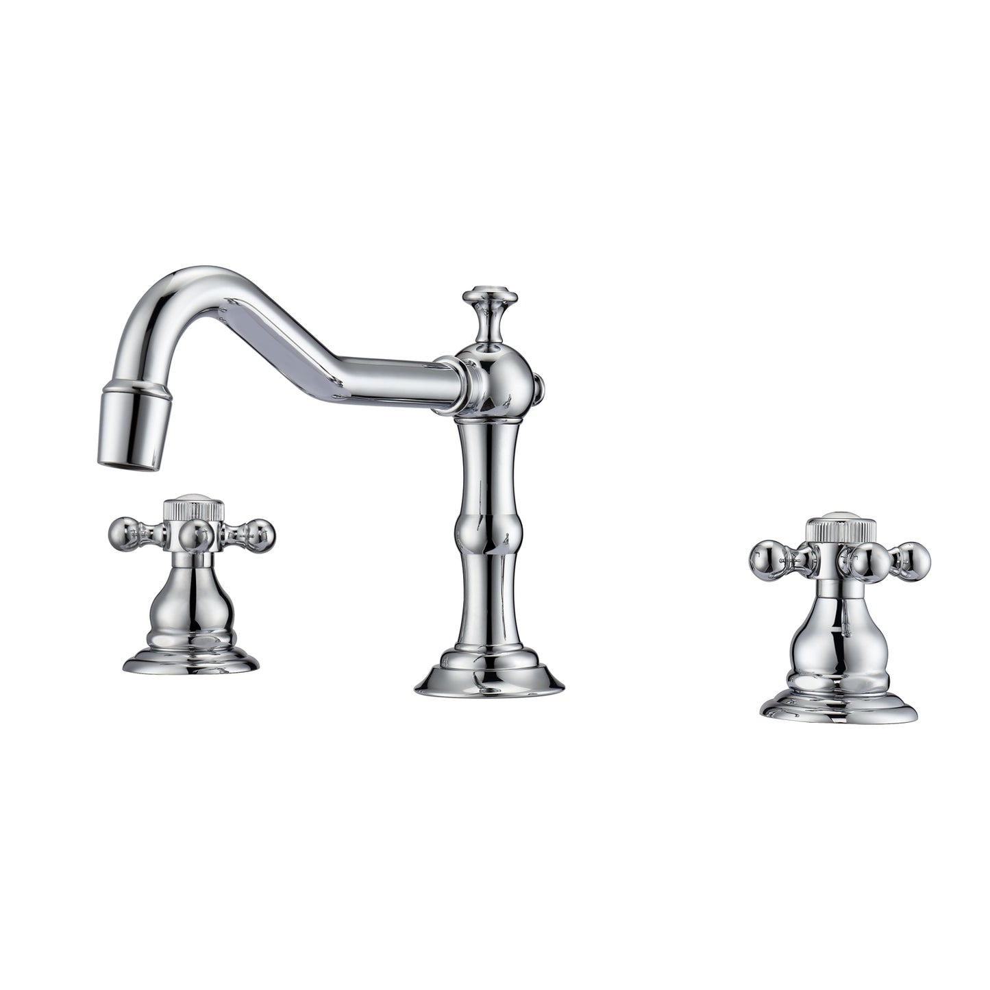 Roma 8" Widespread Chrome Bathroom Faucet with Button Cross Handles