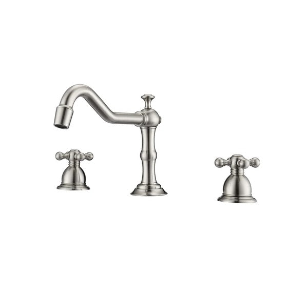 Roma 8" Widespread Brushed Nickel Bathroom Faucet with Metal Cross Handles