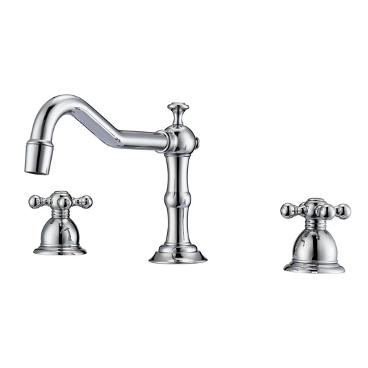 Roma 8" Widespread Chrome Bathroom Faucet with Metal Cross Handles