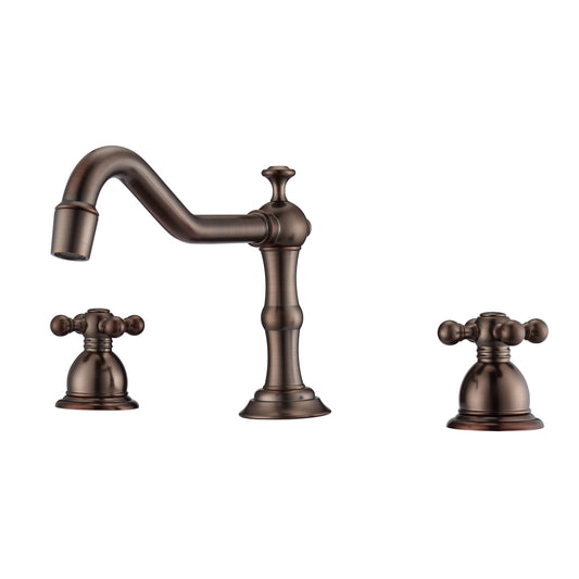 Roma 8" Widespread Oil Rubbed Bronze Bathroom Faucet with Metal Cross Handles