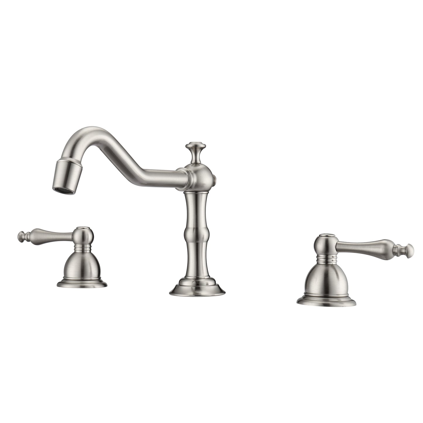 Roma 8" Widespread Brushed Nickel Bathroom Faucet with Metal Lever Handles