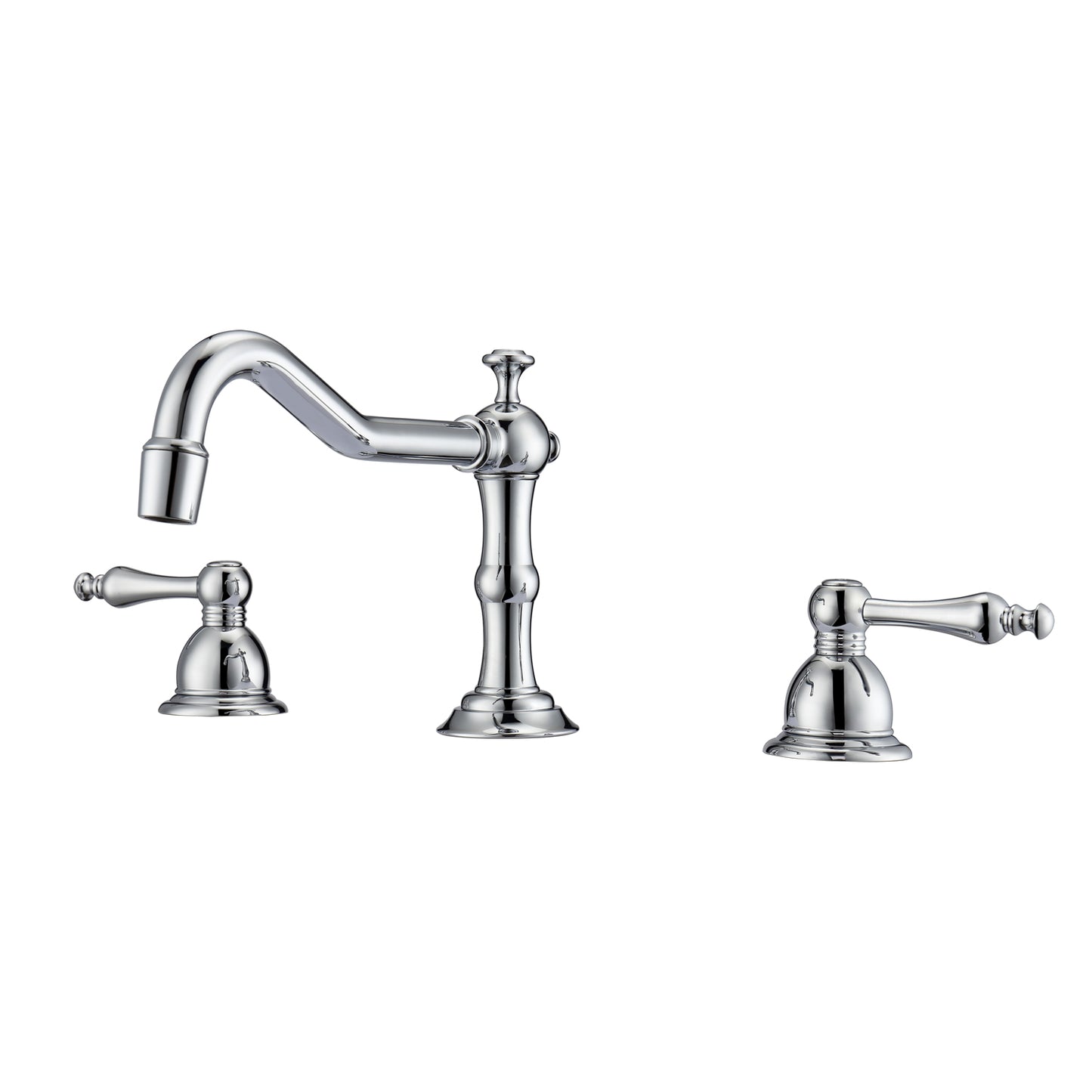 Roma 8" Widespread Chrome Bathroom Faucet with Metal Lever Handles