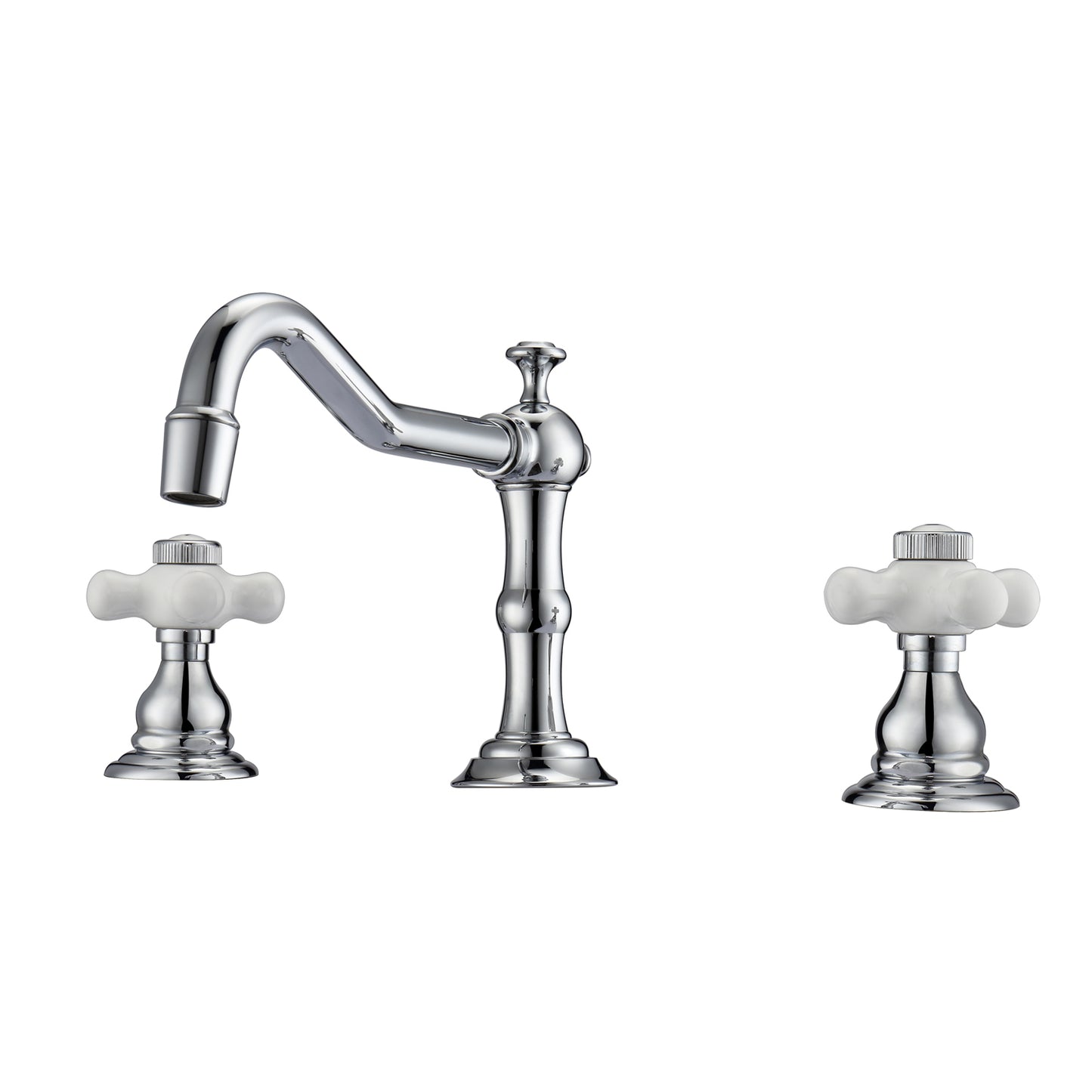 Roma 8" Widespread Chrome Bathroom Faucet with Porcelain Cross Handles