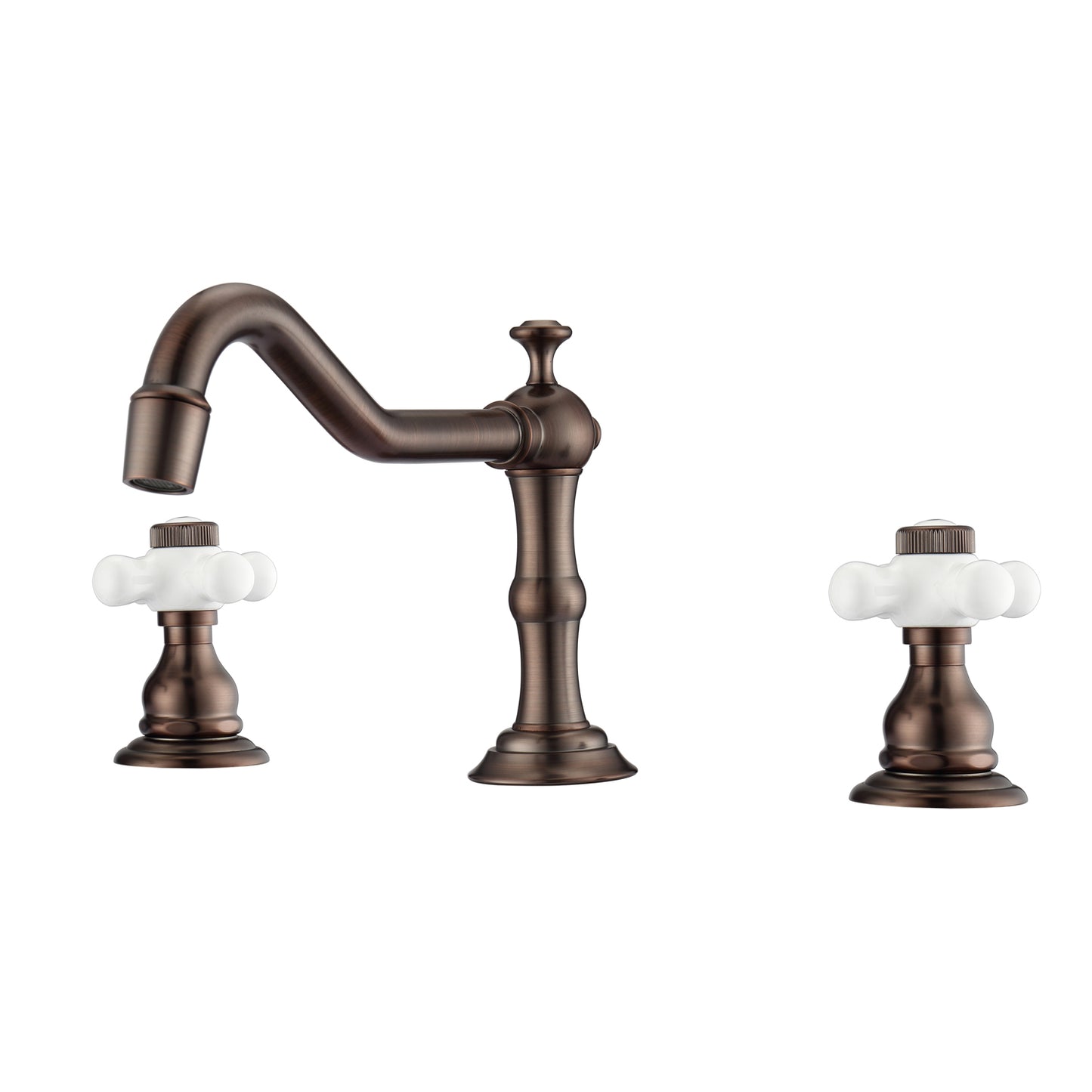 Roma 8" Widespread Oil Rubbed Bronze Bathroom Faucet with Porcelain Cross Handles