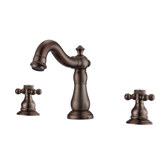 Aldora 8" Widespread Oil Rubbed Bronze Bathroom Faucet with Button Cross Handles