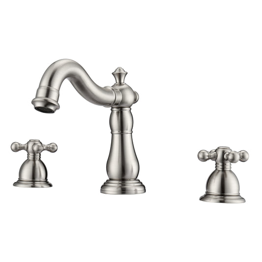 Aldora 8" Widespread Brushed Nickel Bathroom Faucet with Metal Cross Handles