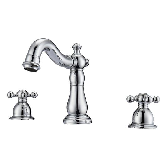 Aldora 8" Widespread Chrome Bathroom Faucet with Metal Cross Handles