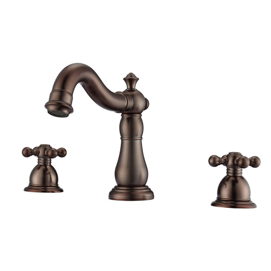Aldora 8" Widespread Oil Rubbed Bronze Bathroom Faucet with Metal Cross Handles