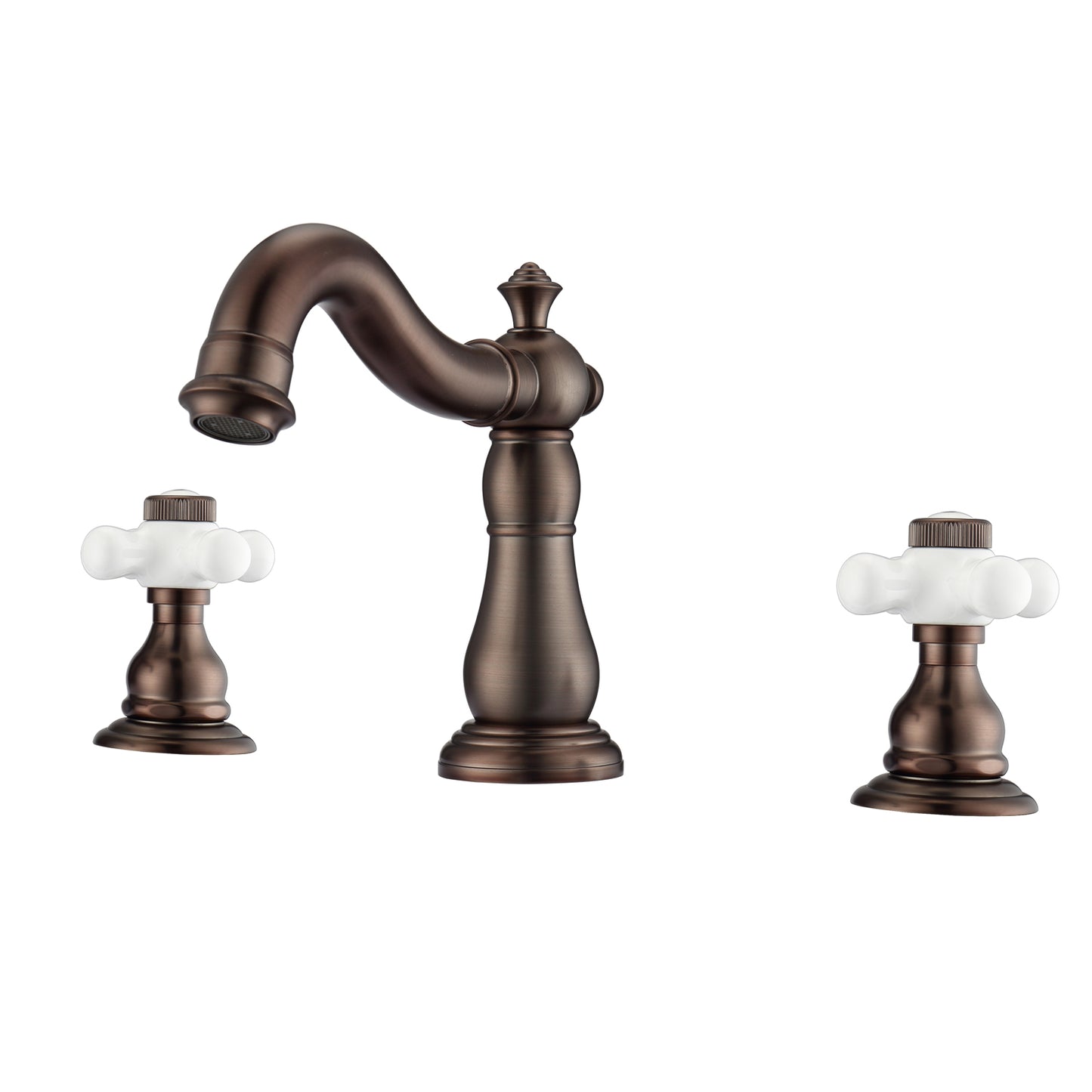 Aldora 8" Widespread Oil Rubbed Bronze Bathroom Faucet with Porcelain Cross Handles