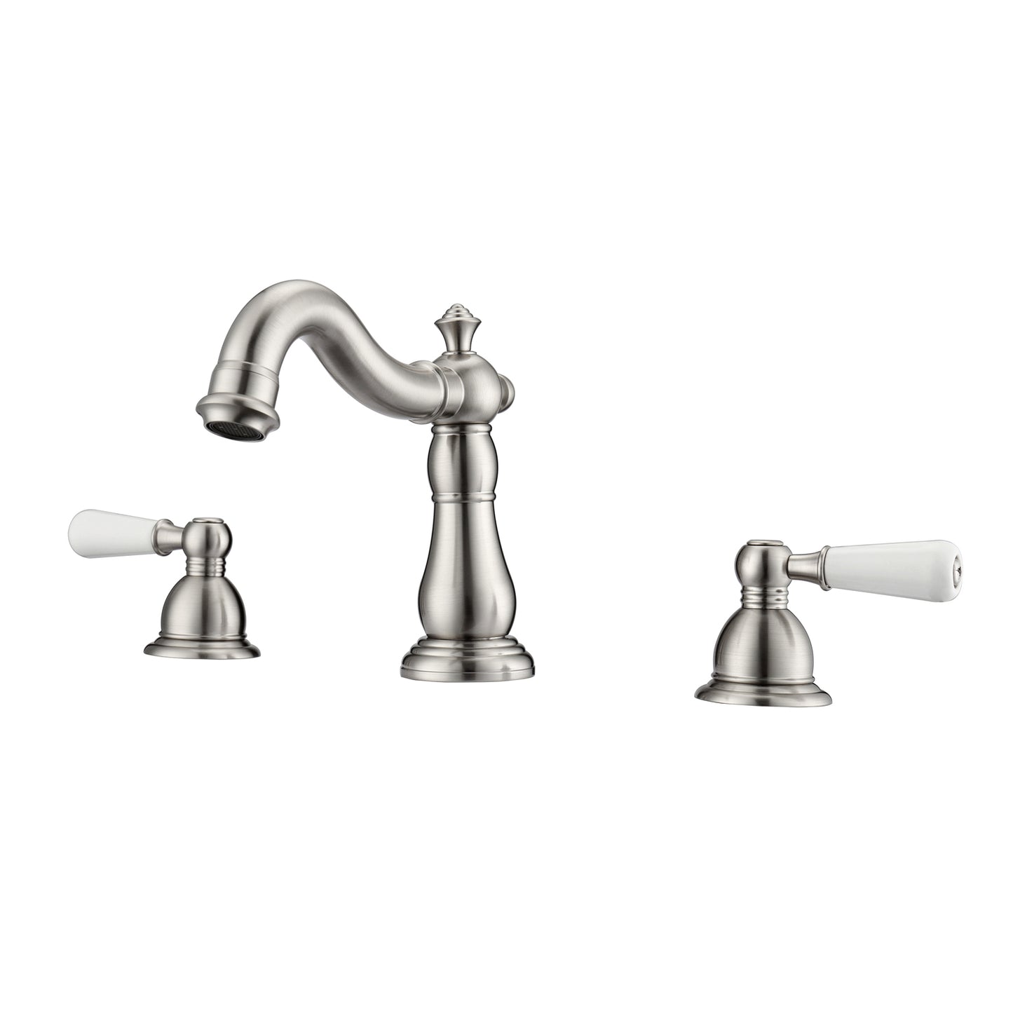Aldora 8" Widespread Brushed Nickel Bathroom Faucet with Porcelain Lever Handles