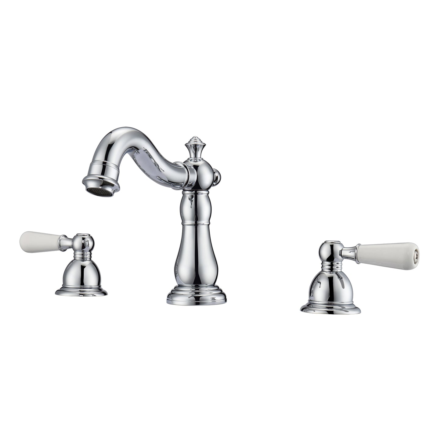 Aldora 8" Widespread Chrome Bathroom Faucet with Porcelain Lever Handles