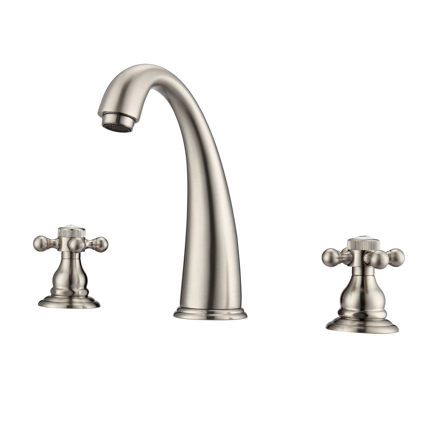 Maddox 8" Widespread Brushed Nickel Bathroom Faucet with Button Cross Handles