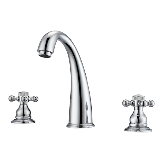 Maddox 8" Widespread Chrome Bathroom Faucet with Button Cross Handles