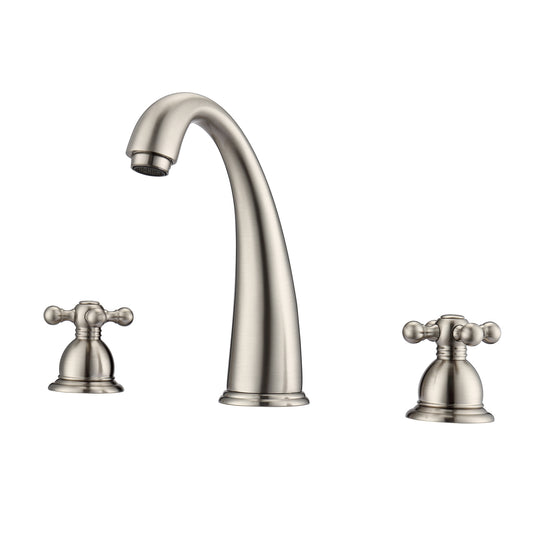 Maddox 8" Widespread Brushed Nickel Bathroom Faucet with Metal Cross Handles