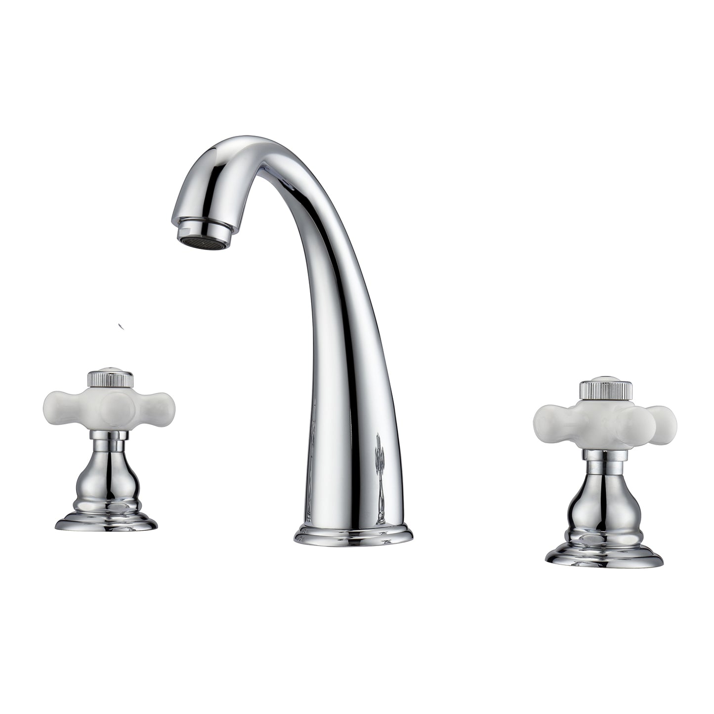 Maddox 8" Widespread Chrome Bathroom Faucet with Porcelain Cross Handles