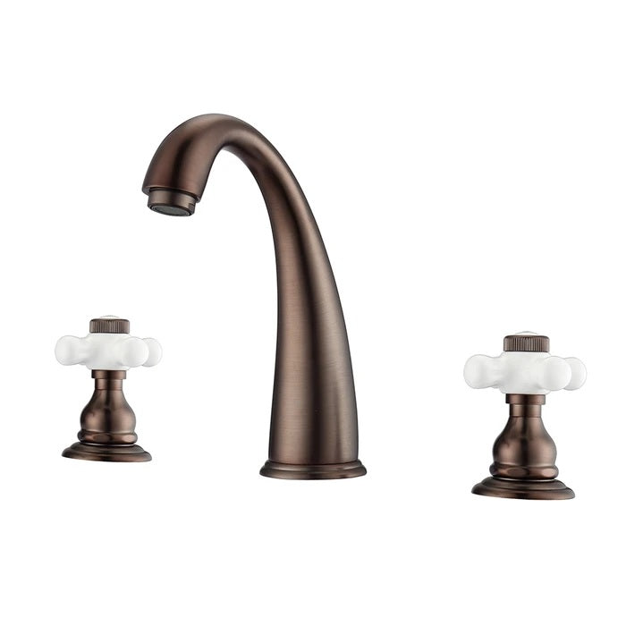 Maddox 8" Widespread Oil Rubbed Bronze Bathroom Faucet with Porcelain Cross Handles