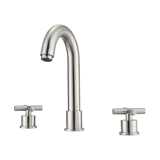 Conley 8" Widespread Brushed Nickel Bathroom Faucet with Metal Cross Handles