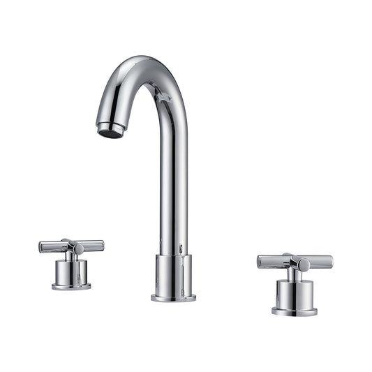 Conley 8" Widespread Chrome Bathroom Faucet with Metal Cross Handles