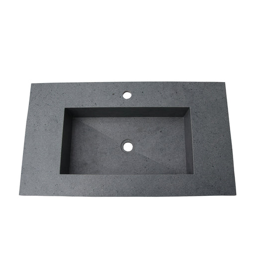 Precious 32-3/4" Wall-Hung Porcelain Tile Sink Hidden Drain 1-Hole Faucet in Grey