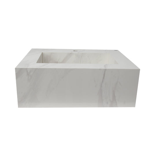 Precious 25" Wall-Hung Porcelain Tile Sink Hidden Drain 1-Hole Faucet in Carrara