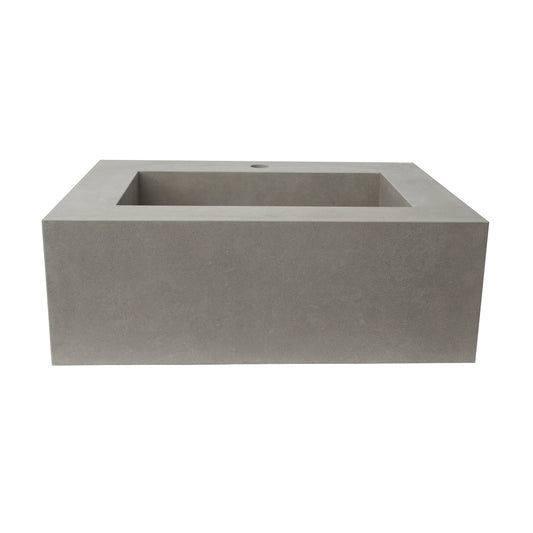 Precious 48-1/2" Wall-Hung Double Bowl Porcelain Tile Sink 1-Hole Faucet in Cool Grey