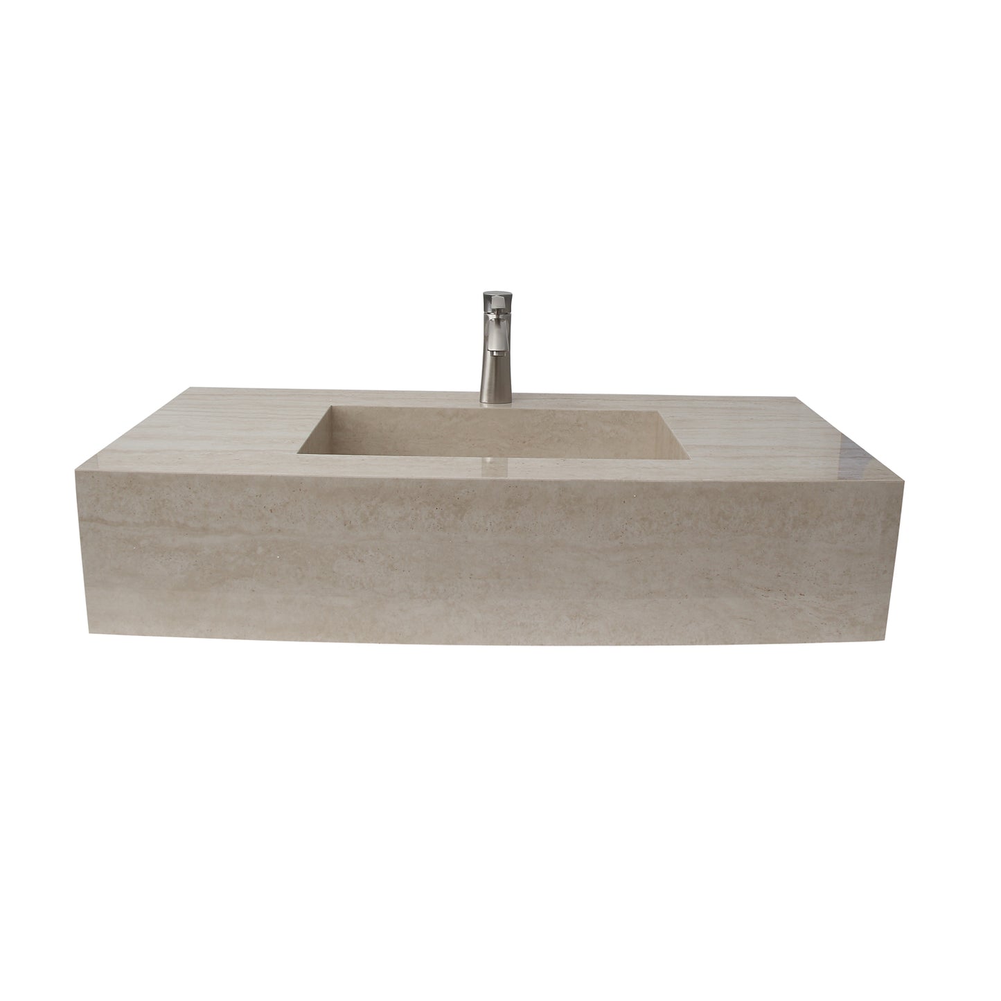 Precious 25" Wall-Hung Porcelain Tile Sink Hidden Drain 1-Hole Faucet in Ivory