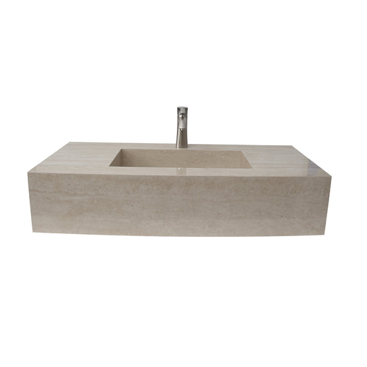 Precious 40-5/8" Wall-Hung Porcelain Tile Sink Hidden Drain in Ivory