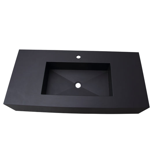 Precious 48-1/2" Wall-Hung Double Bowl Porcelain Tile Sink in Black