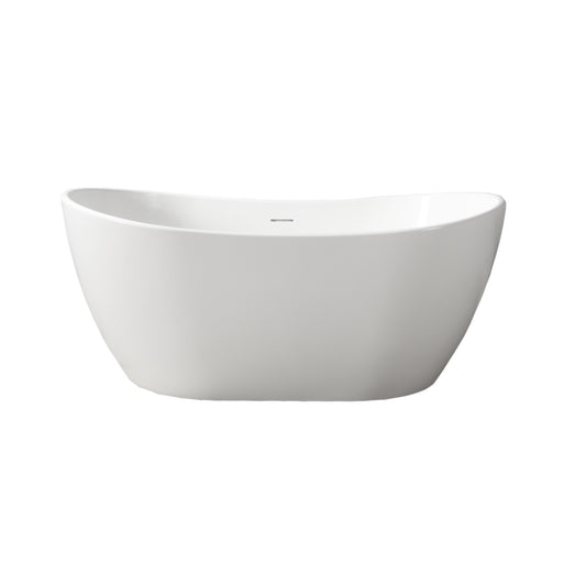 Edison 56" Resin Double Slipper Tub with Overflow No Faucet Holes Matte White