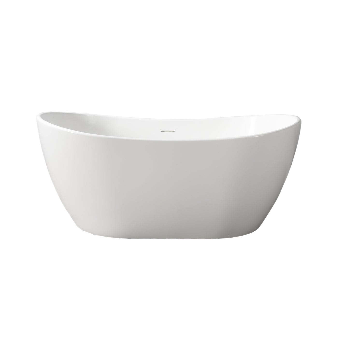 Edison 56" Resin Double Slipper Tub with Overflow No Faucet Holes Gloss White