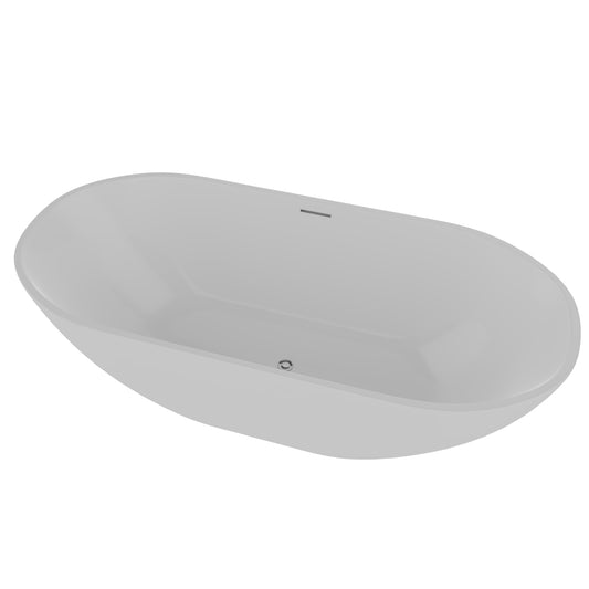 Nyoko 68" Resin Freestanding Tub No Faucet Holes Gloss White