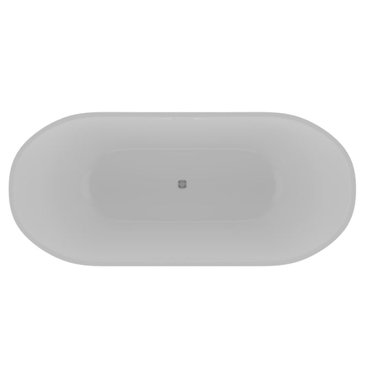 Nyoko 68" Resin Freestanding Tub No Faucet Holes Matte White