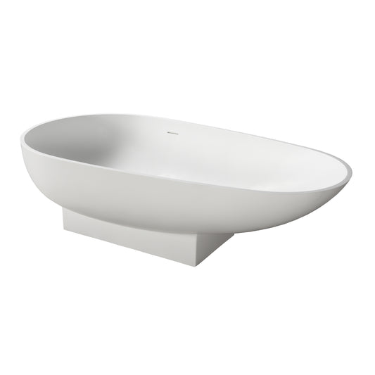 Carlyle Resin Oval Freestanding Tub with Offset Base and No Faucet Holes Matte White