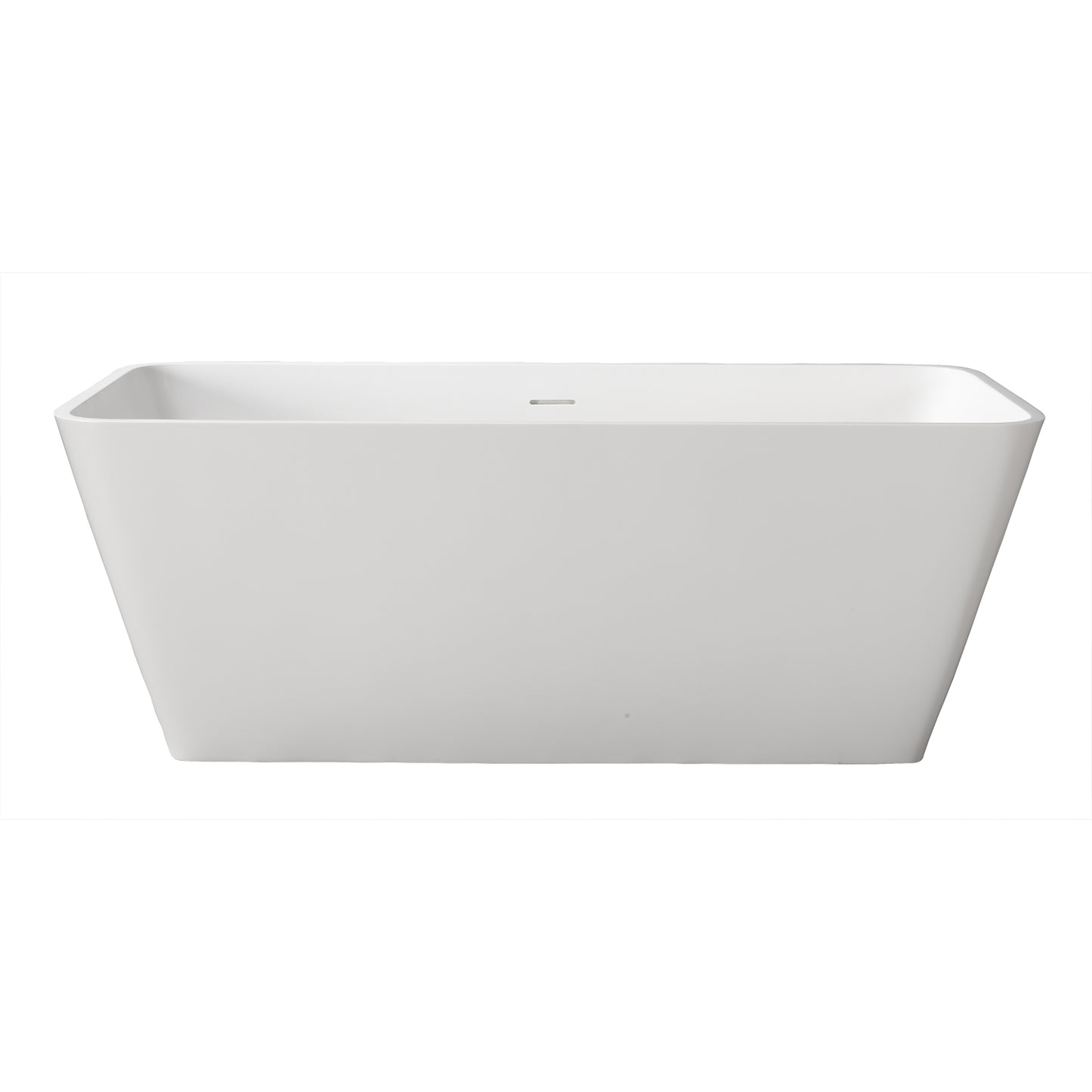 Romo 59" Resin Rectangular Freestanding Tub No Faucet Holes Gloss White