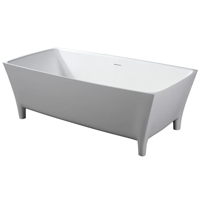 Timon 67" Resin Rectangular Freestanding Tub with Integrated Feet Matte White