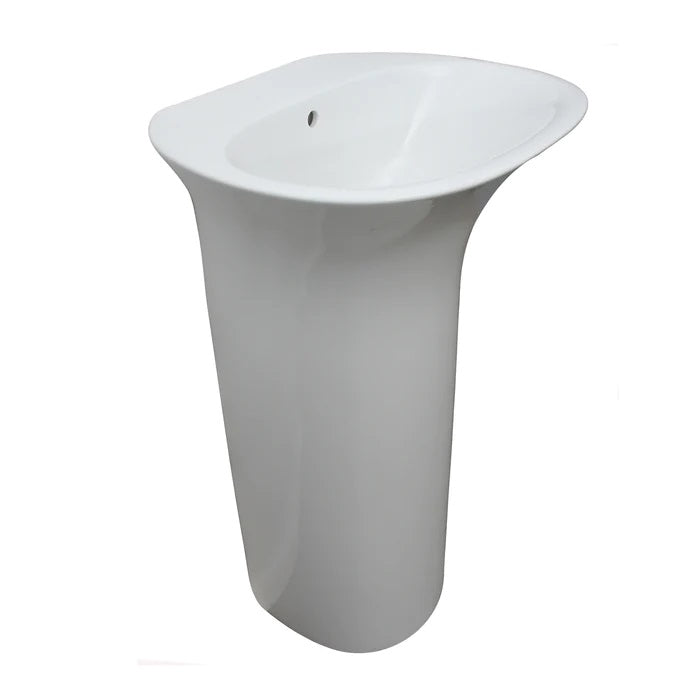 Sensation Abstract 1 Piece Pedestal Sink in Gloss White no Faucet Hole
