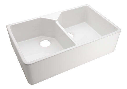 Barclay Kitchen Apron Front Farm Sink Double Bowl in Bisque 31.5"