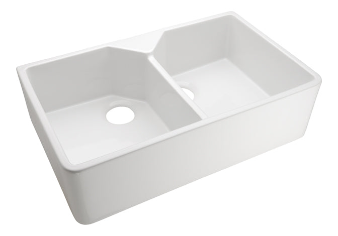 Barclay Kitchen Apron Front Farm Sink Double Bowl in White 31.5"