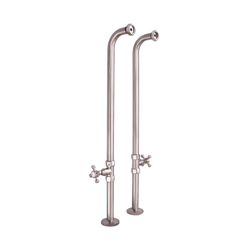 34 1/2" Exposed Tub Supply Lines with Cross Handle Stops Brushed Nickel