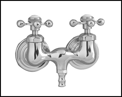 Clawfoot Tub Faucet with Spigot Spout & Metal Cross Handles in Chrome